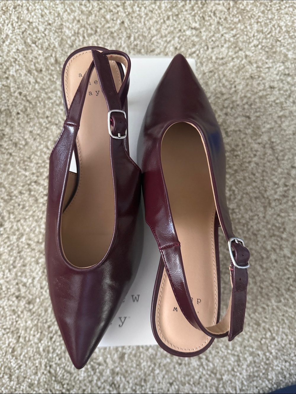 Burgundy Pointed Slingback Flats - A New Day Sz 6.5